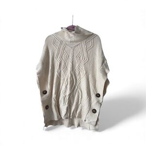 Neon Buddha Cream Knit Poncho 100% cotton